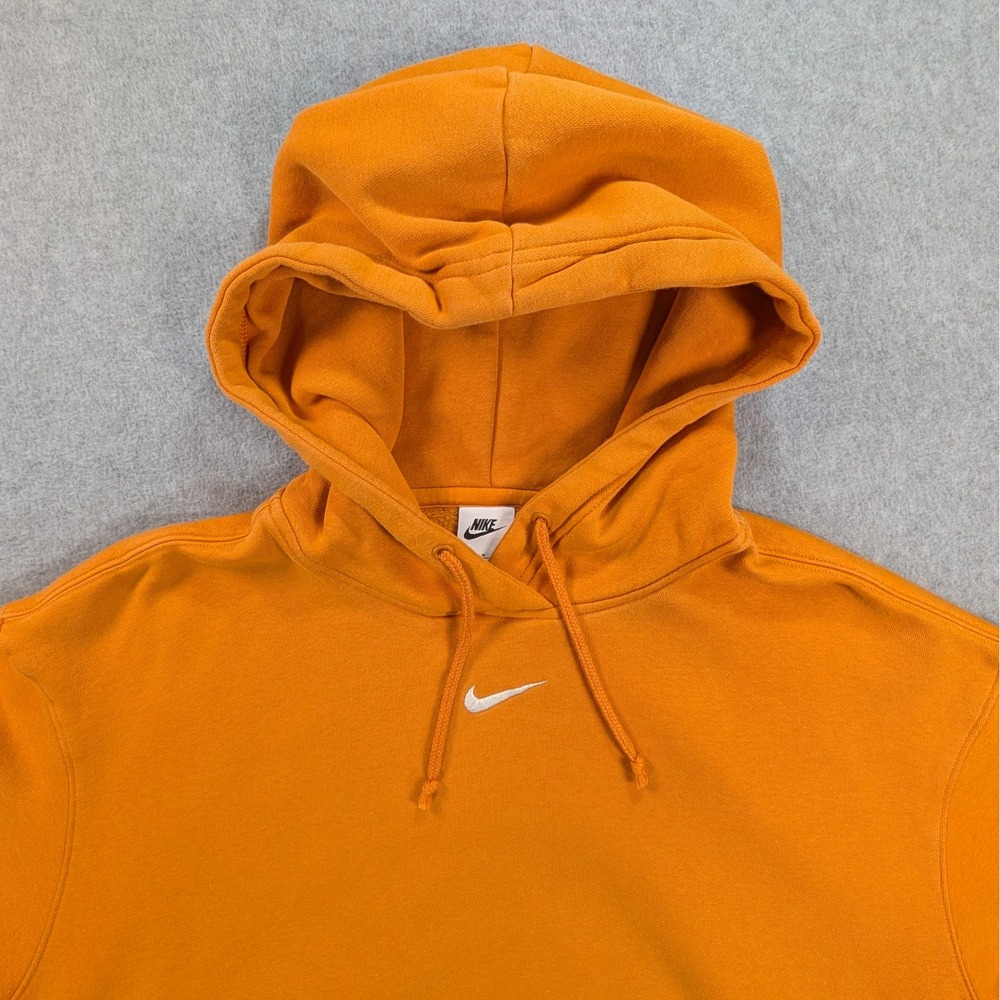Nike Mens Center Swoosh Hoodie Orange Fleece Pullover Medium 24x26 Sportswear